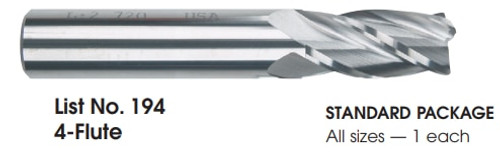 MORSE CUTTING TOOLS EDP: 88291     DESCRIPTION: 194 9/16 X 9/16 4FL SE SC BRT