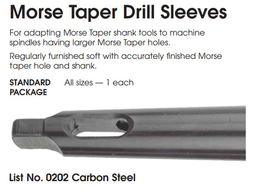 MORSE CUTTING TOOLS EDP: 20033     DESCRIPTION: 0202 1MTS TO 4MTS SLEEVE