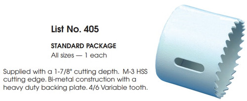 MORSE CUTTING TOOLS EDP: 83025     DESCRIPTION: 405 7/8" BI-METAL HOLE SAW
