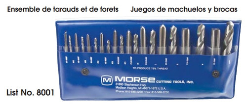 MORSE CUTTING TOOLS EDP: 37104     DESCRIPTION: 8001 MASTER TAP/DRL SET 104 (NF)