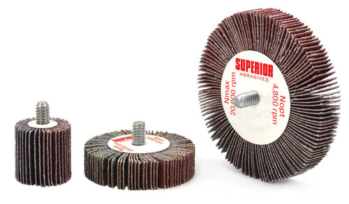 SHUR-KUT 3" x 1" x 1/4"-20 Aluminum Oxide Shank Mounted Flap Wheel, 80 Grit PACKAGE OF 10