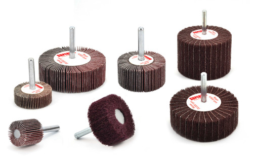 SHUR-BRITE 3" x 2" x  Heavy Duty Satin Finishing Shank Mounted Duplex Wheel, 120 Grit PACKAGE OF 5