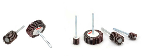 SHUR-KUT 1-3/16" x 1/8" x 1/8" Aluminum Oxide Mini Shank Mounted Flap Wheel, 180 Grit PACKAGE OF 10