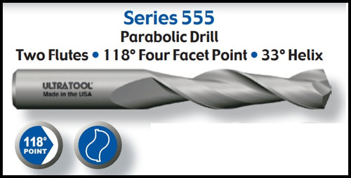 UT15505 |   1/8" Cutting Tools: H.S.S. & Solid Carbide/Parabolic Drill   Uncoated