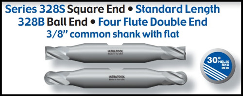 UT32808TN |   1/8x3/8x3x3/8 4FLT DE SQ TiN   TiN Coated