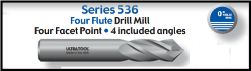UT53608AT |   1/8" 4FL 90PT DRILL-MILL AlTiN   AlTiN Coated