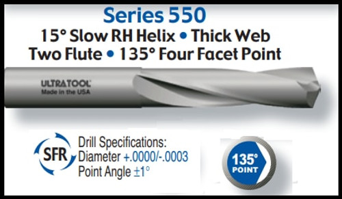 UT55024 |   3/8 135PT SLOW HELIX SC DRILL   Uncoated
