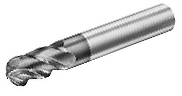MICRO 100 |   BMHM-120-4X End Mill (Metric) - 4 Fl 38° High Performance Ball Nose Coated