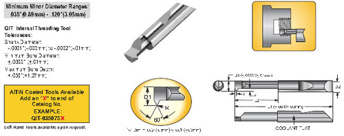 MICRO 100 |   QIT-4901500X Quick Change Boring Tool - Internal Threading Tool Coated