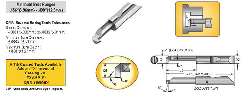 MICRO 100 |   QRB-4601800X Quick Change Boring Tool - Reverse Boring Tool Coated