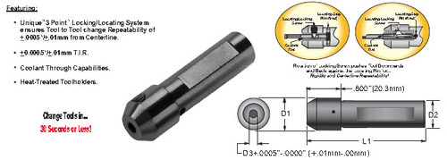 MICRO 100 |   QTHM-312L Quick Change Tool Holder Metric - Steel