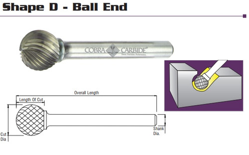 Cobra Carbide EDP 10631      SD-6 Single Cut CRB. Burr