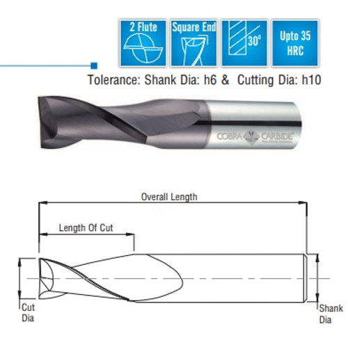 Cobra Carbide EDP 20141      EMSC 1/8 2FSES TiN 1/4 x 1-1/2