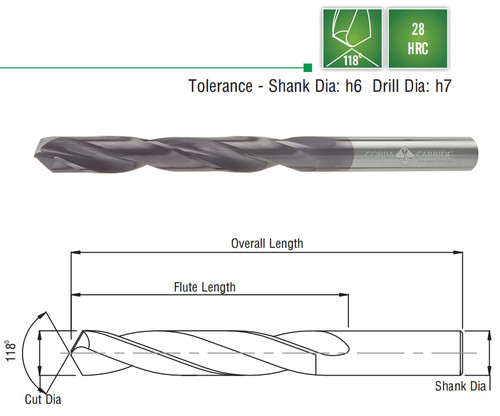 Cobra Carbide EDP 30931      27/64 Solid Carbide TiALN Jobb