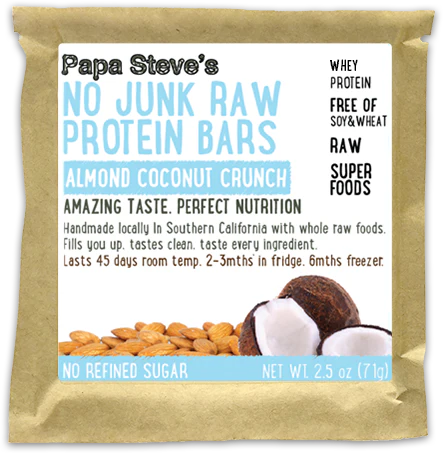 Papa Steve's No Junk Raw Protein Bar - Almond Coconut Crunch