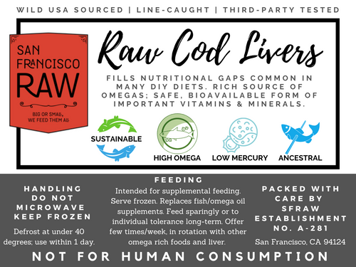 SFRAW Raw Frozen Wild Cod Liver Cubes, Portioned