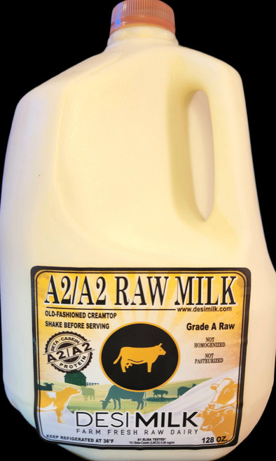 Desi Raw A2/A2 Goshala Cow Milk, 1/2-Gallon