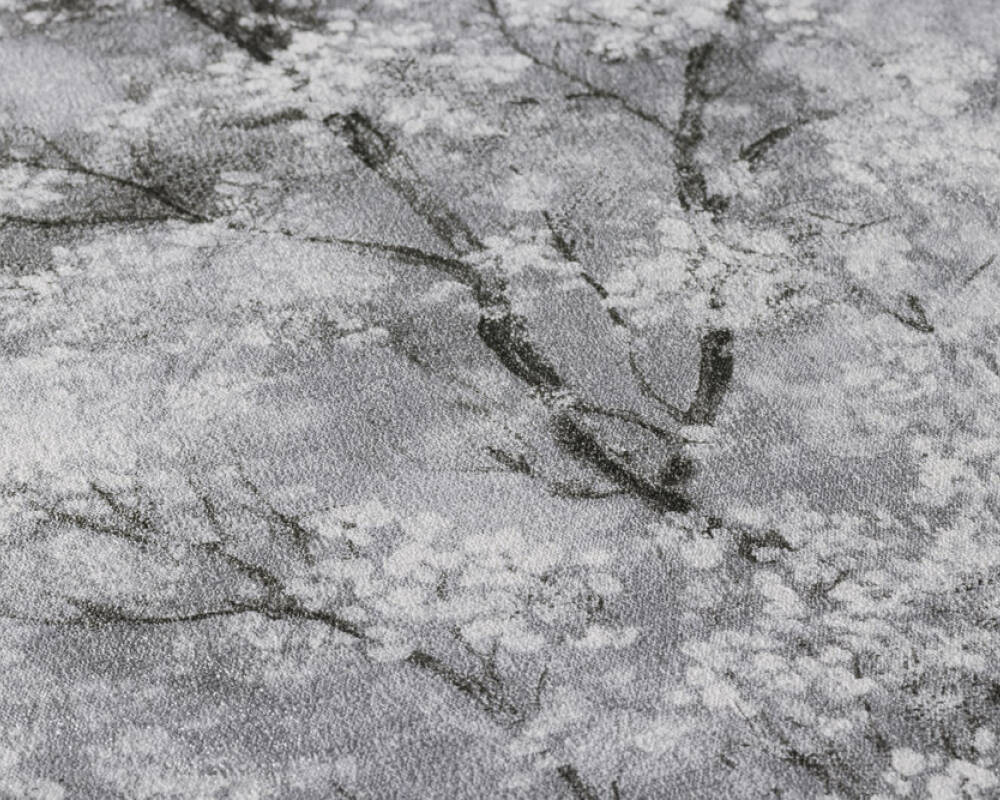 Brushstroke Full Cherry Blossom Tree Dark Grey Wallpaper Living Walls