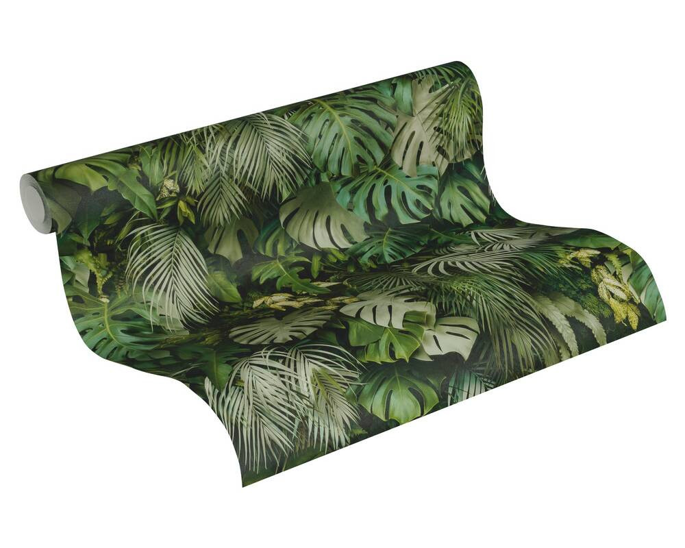 Realistic Tropical Leaf Wall Green Non Woven Wallpaper | AS Creation