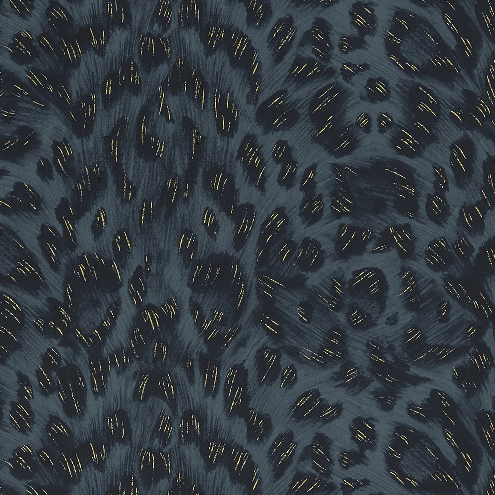 Realistic Look Leopard Animal Spot Navy Gold Wallpaper | Clarke And