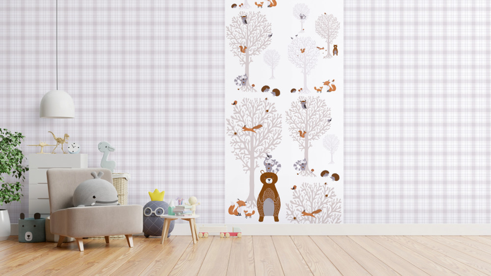 Childrens Gingham Checked White Grey Wallpaper Australia