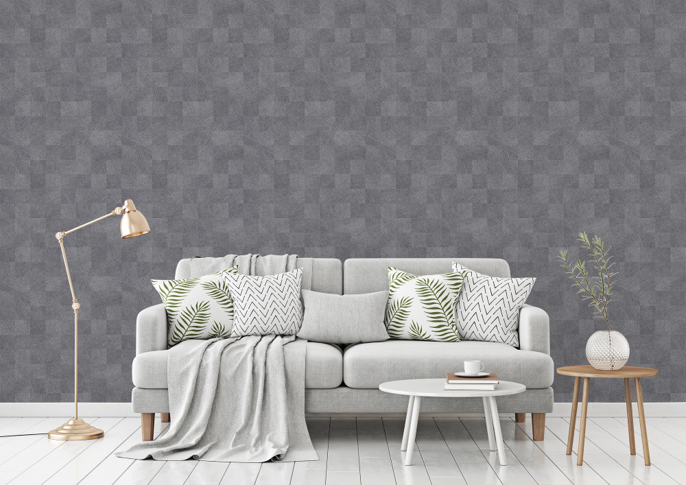 Textured Checkered Dark Grey Vinyl Wallpaper Australia