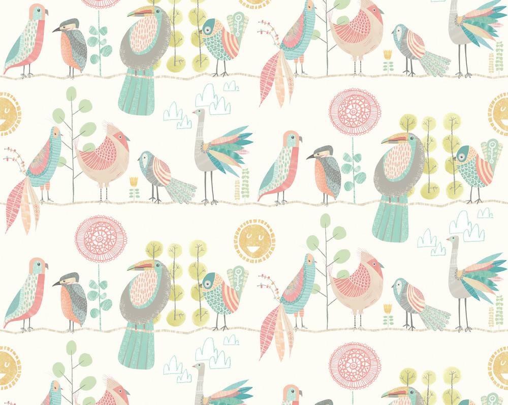 Childrens Bold Colourful Birds Pink Wallpaper Ohpopsi Feather Fandango Childrens Bold Colourful Birds Pink Wallpaper Ohpopsi Feather Fandango