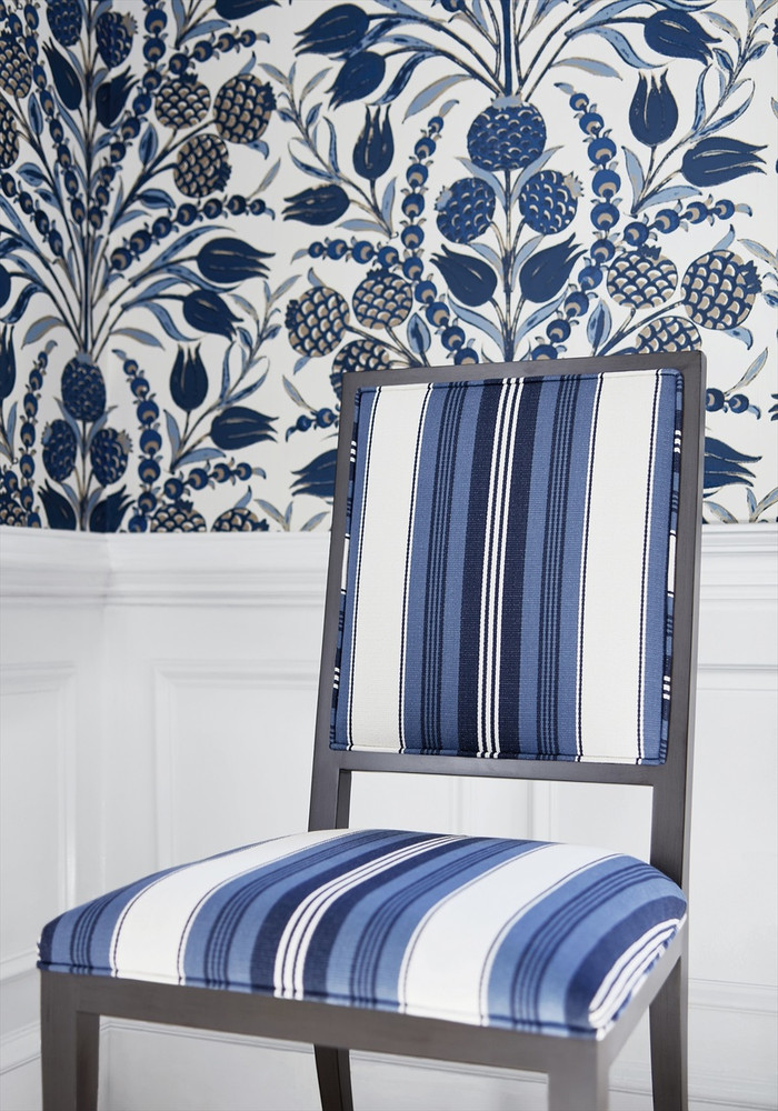Thibaut Navy Blue Botanical Cornelia Floral Wallpaper
