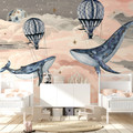 Mural - Whale Night Sky Pink (Per Sqm)