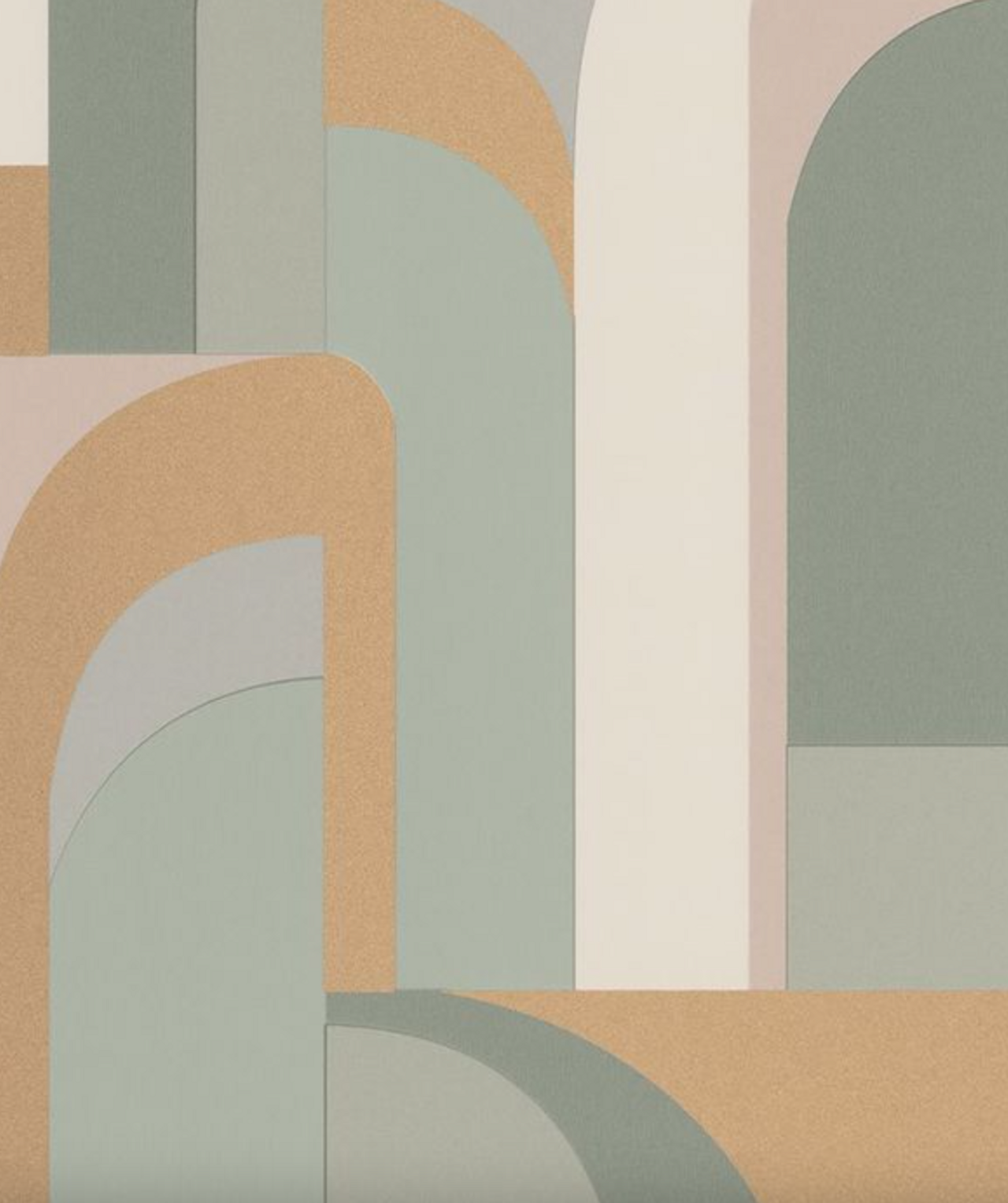 Art Deco Geometric Doors Heavy Vinyl Gold Almond Green Wallpaper | Caselio