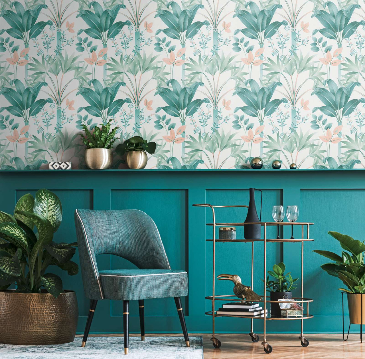 Large Scale Variety Of Tropical Plants Green Multicolour Wallpaper — free download