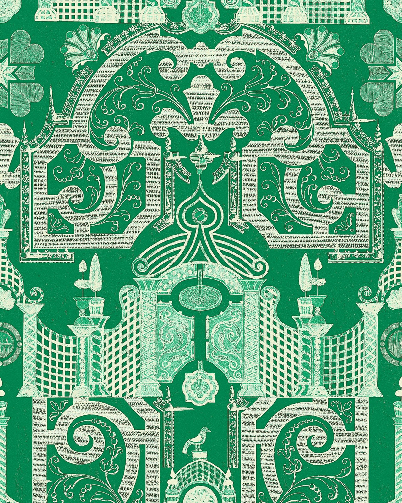 Geometric Chinese Maze Green Wallpaper | Mind The Gap Emperors Labyrinth