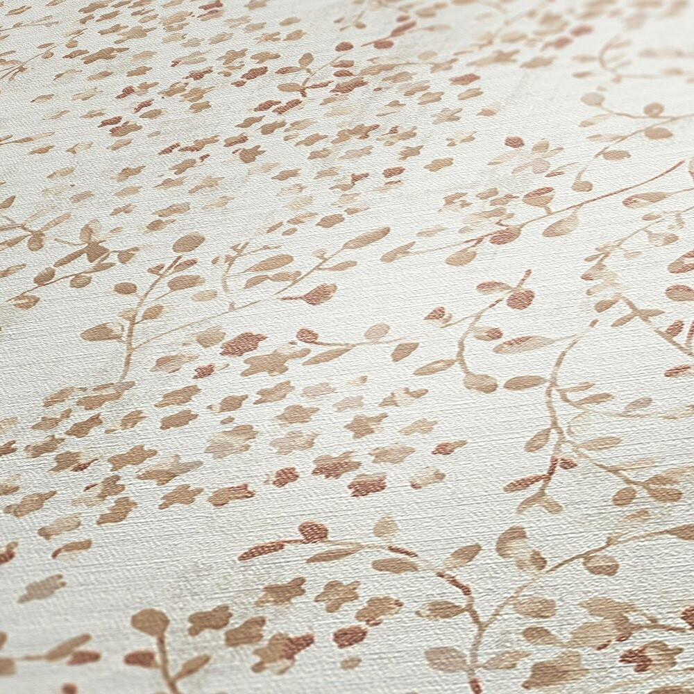 Small Scale Watercolour Leaves Neutral Wallpaper | AS Creation Viand