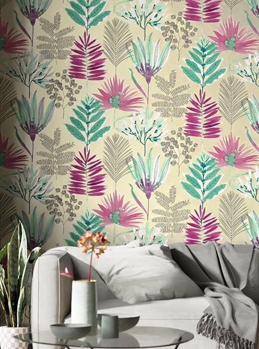 Watercolour Floral Purple Aqua Wallpaper Harlequin Yasuni
