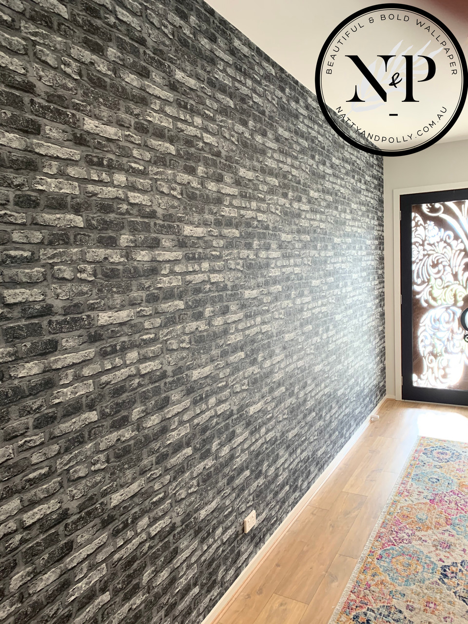 Textured Grey and Black Industrial Brick Non Woven Wallpaper AS Creation