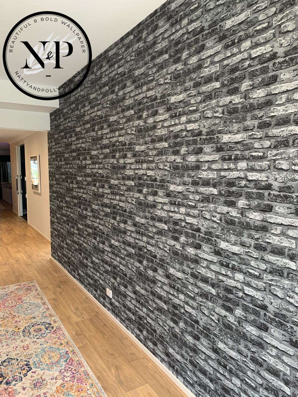 Textured Grey and Black Industrial Brick Non Woven Wallpaper AS Creation