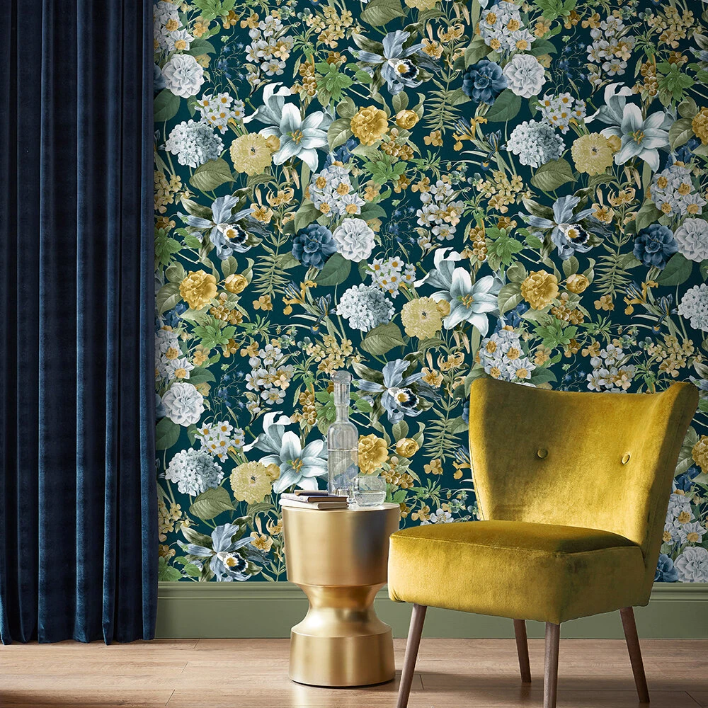 Digital Vibrant Botanical Flower Multicolour Wallpaper | Graham and ...