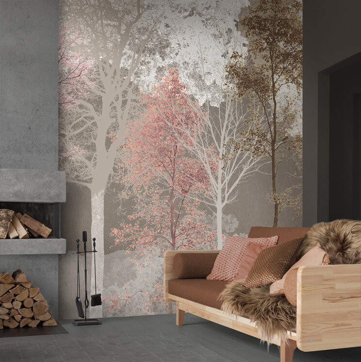 pink and grey tree wallpaper