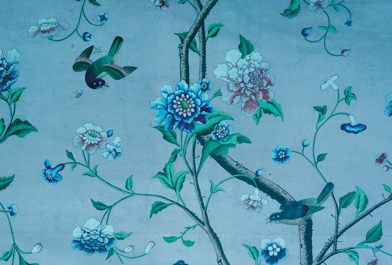 Blue Chinoiserie Tree Inspried Wallpaper Mural