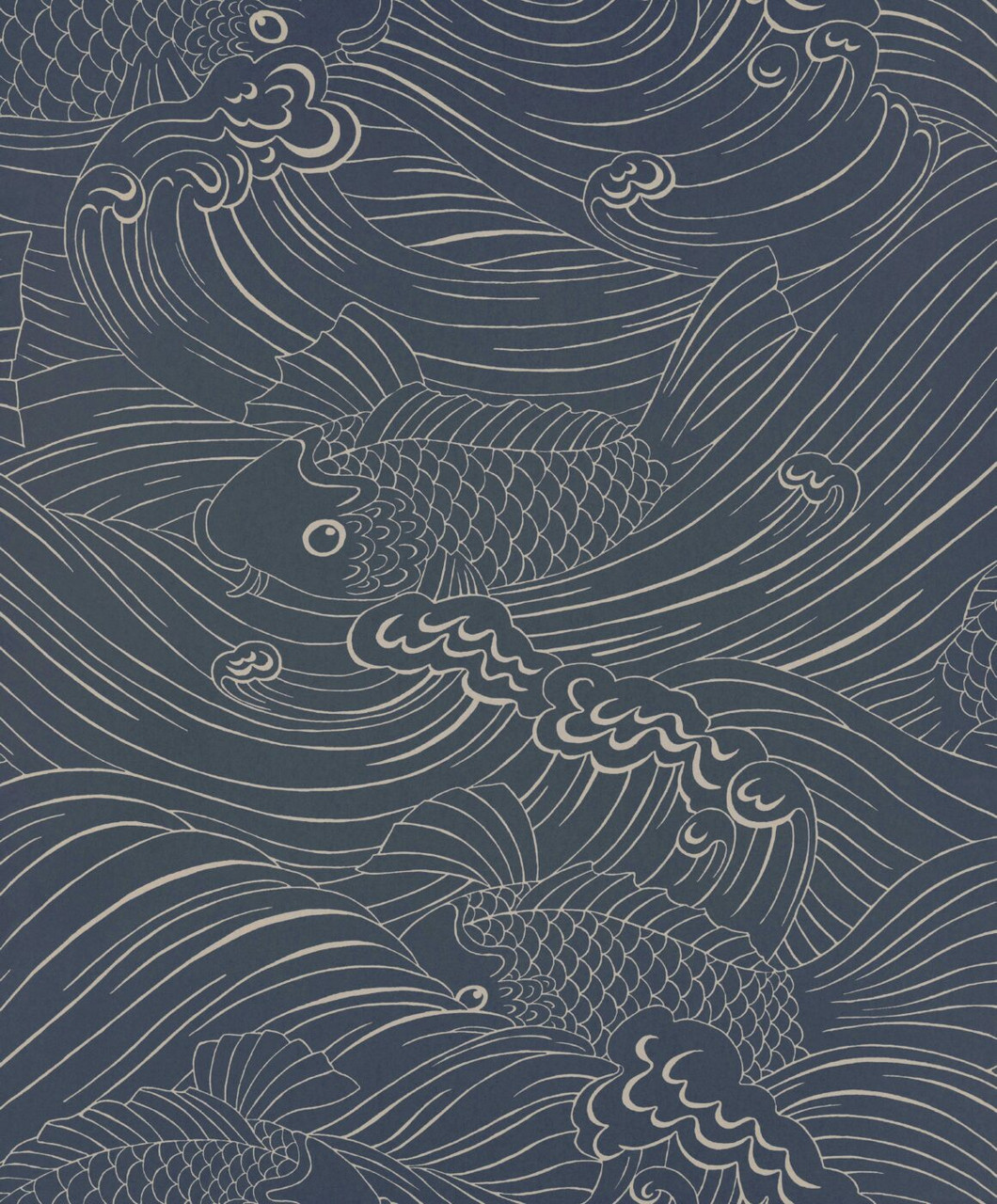 Delicate Ocean Waves Wallpaper Ink Blue | Langelid / Von Bromssen ...