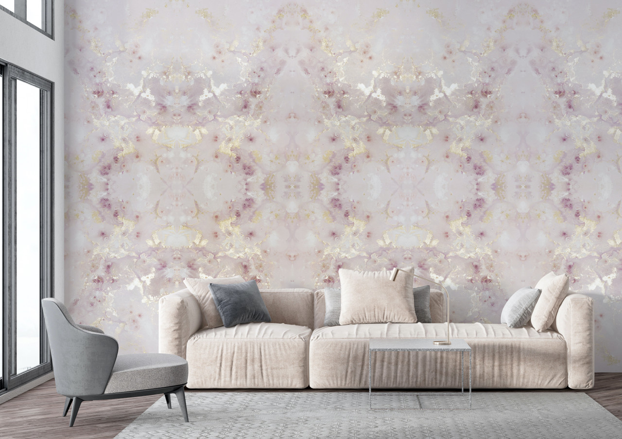 Lilac Purple Psychedelic Grunge Gold Wallpaper Mural