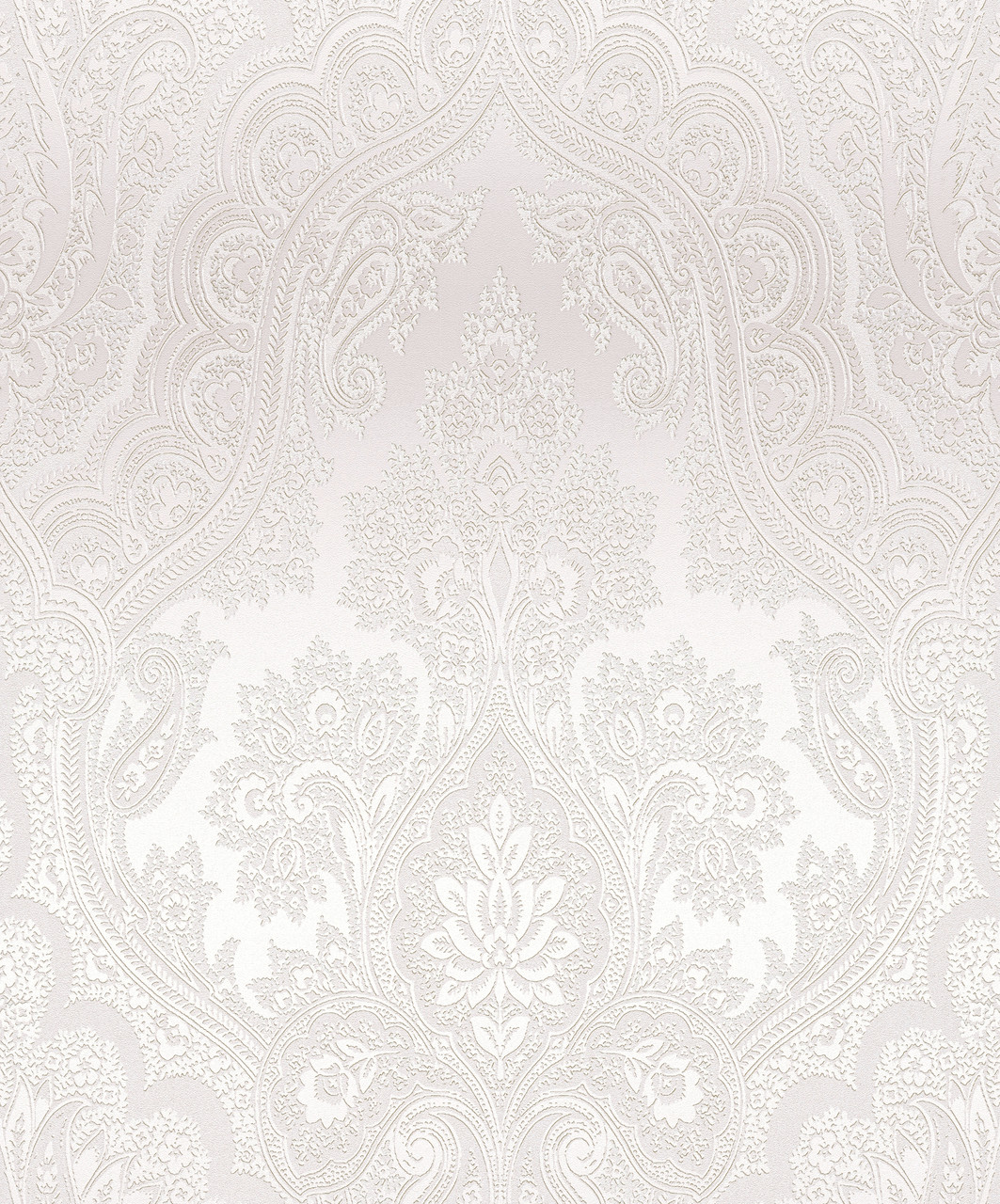 Elegant Large Scale Damask Ivory Metallic Non Woven Wallpaper