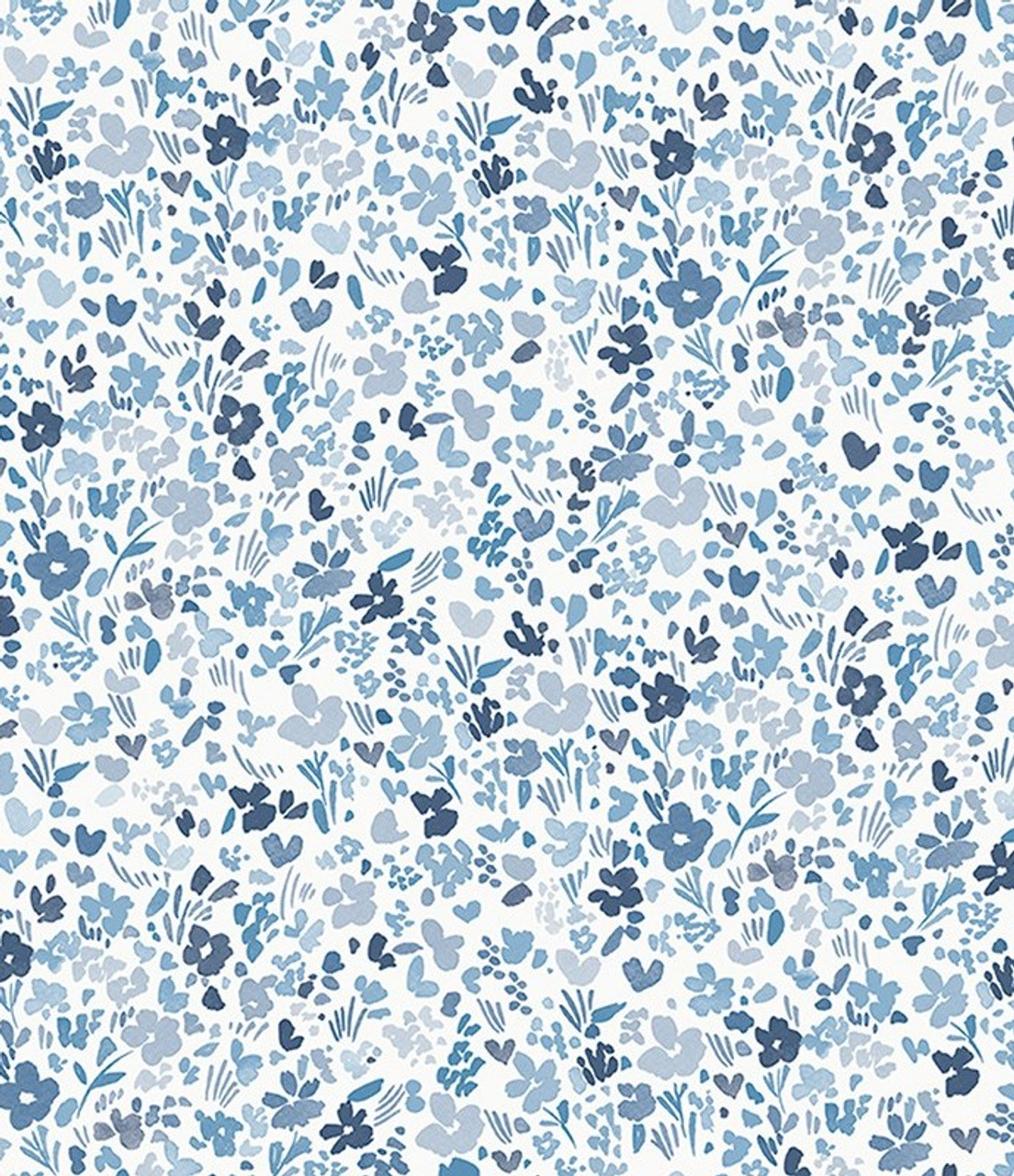 Childrens Small Scale Flowers Blue Non Woven Wallpaper