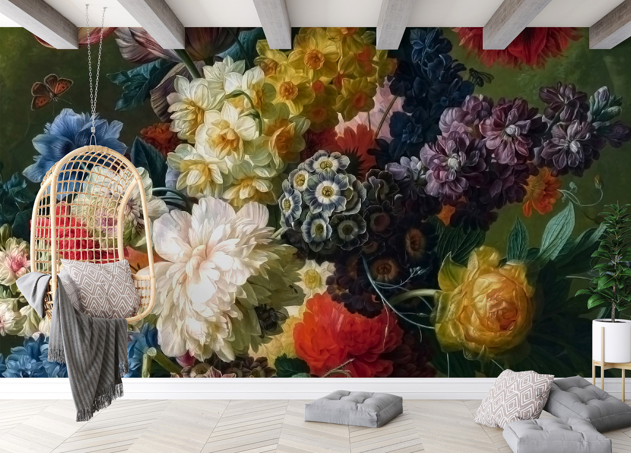 Large Scale Flower Bouquet Wallpaper Mural