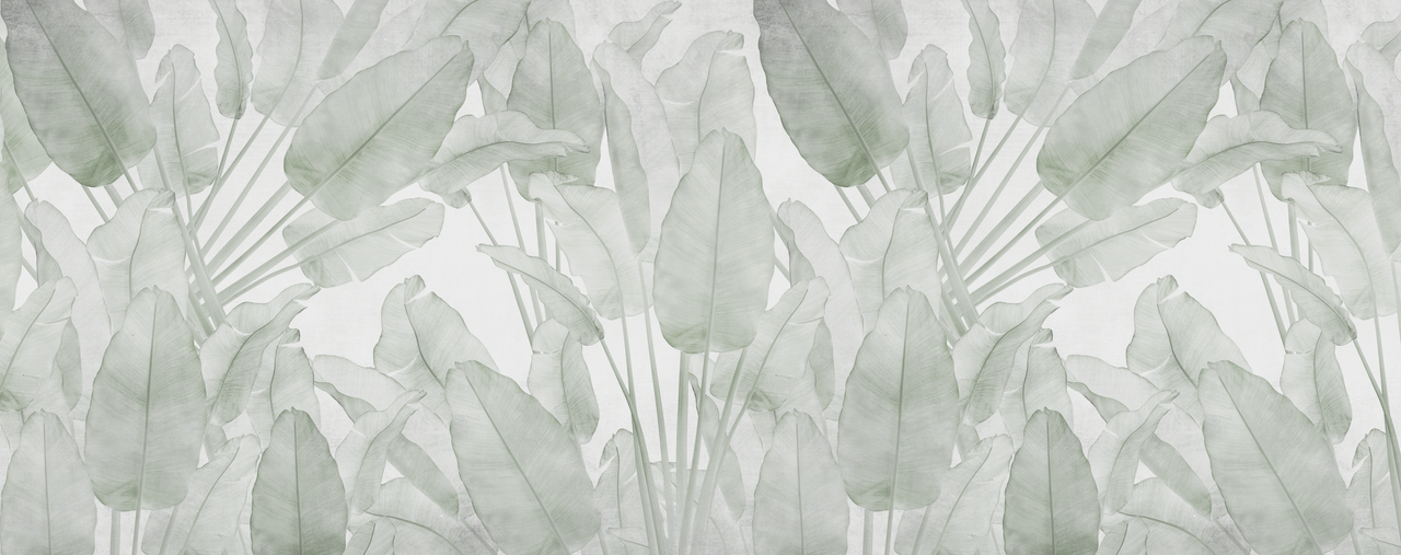 Soft Sage Green Tropical Palm Leaves Wallpaper Mural