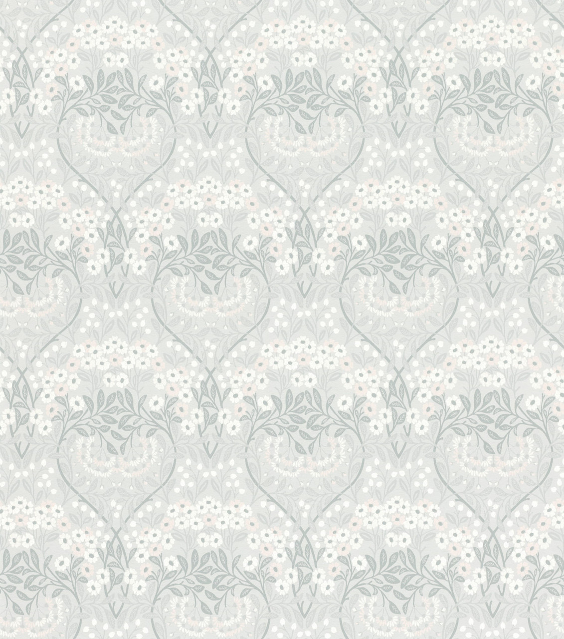 Symmetric Geometric Floral Pattern Grey Wallpaper