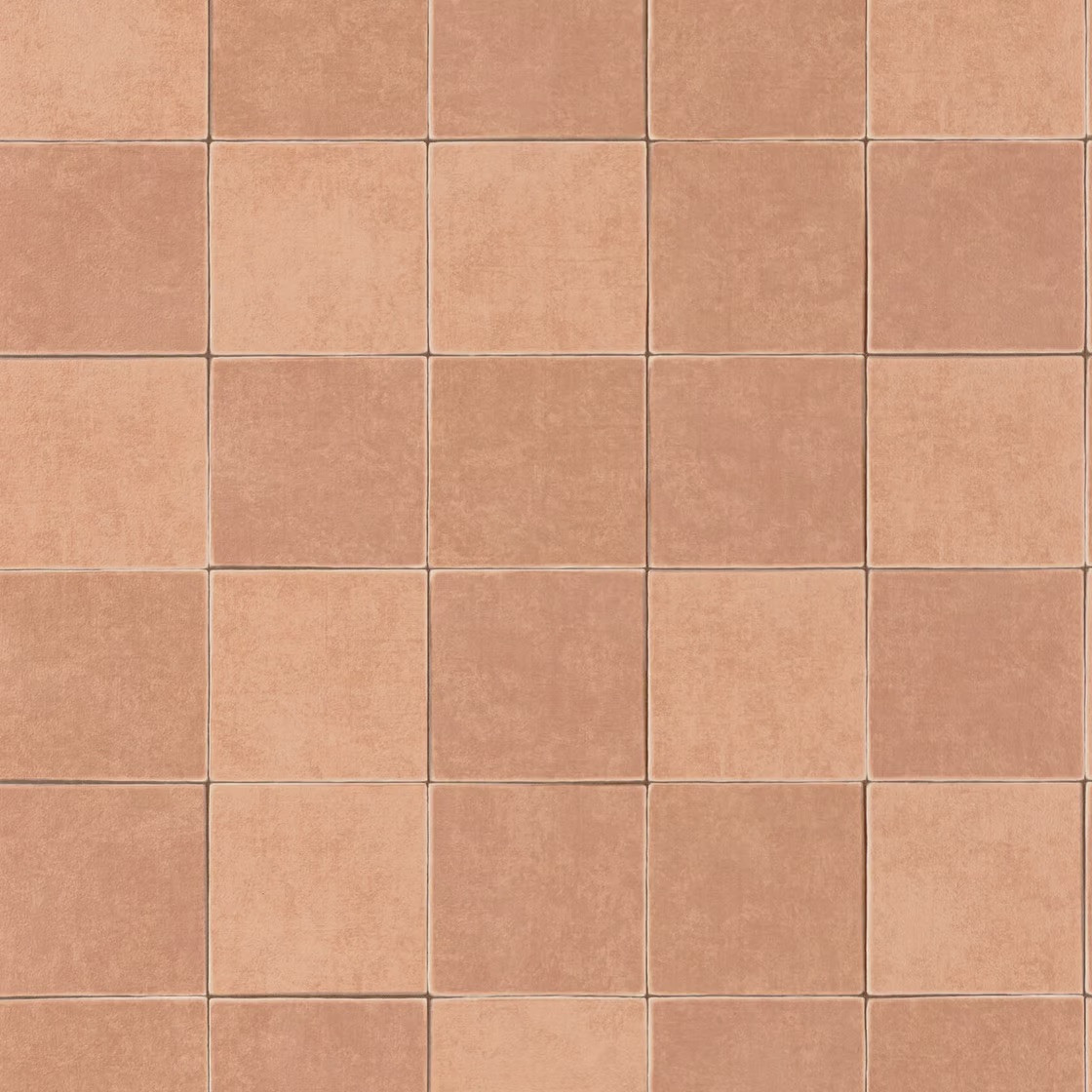 Kitchen Bathroom Ceramic Tile Effect Light Terracotta Vinyl Wallpaper