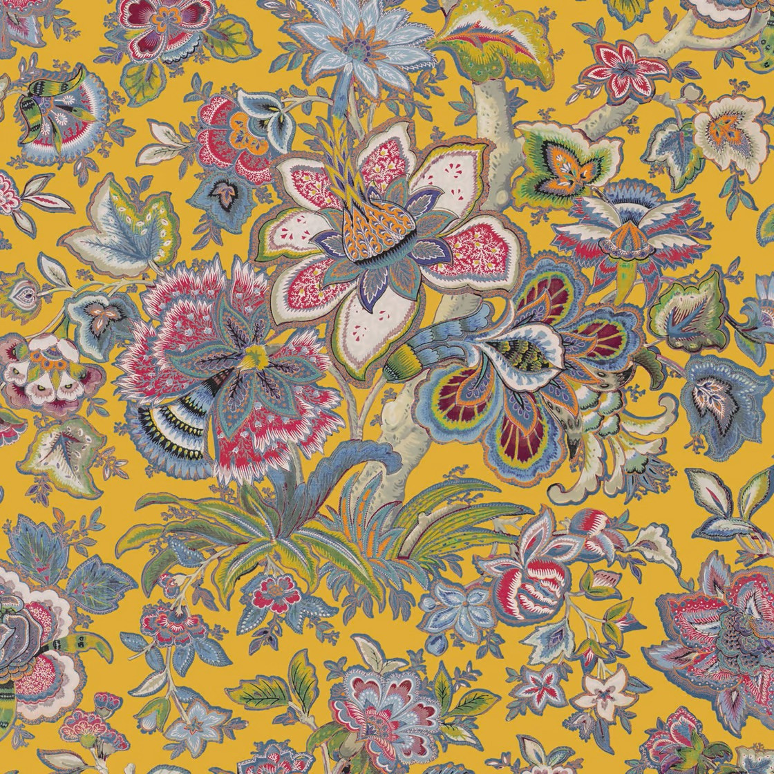 Botanical Baroque Floral Yellow Non Woven Wallpaper Casadeco Provence 53811124