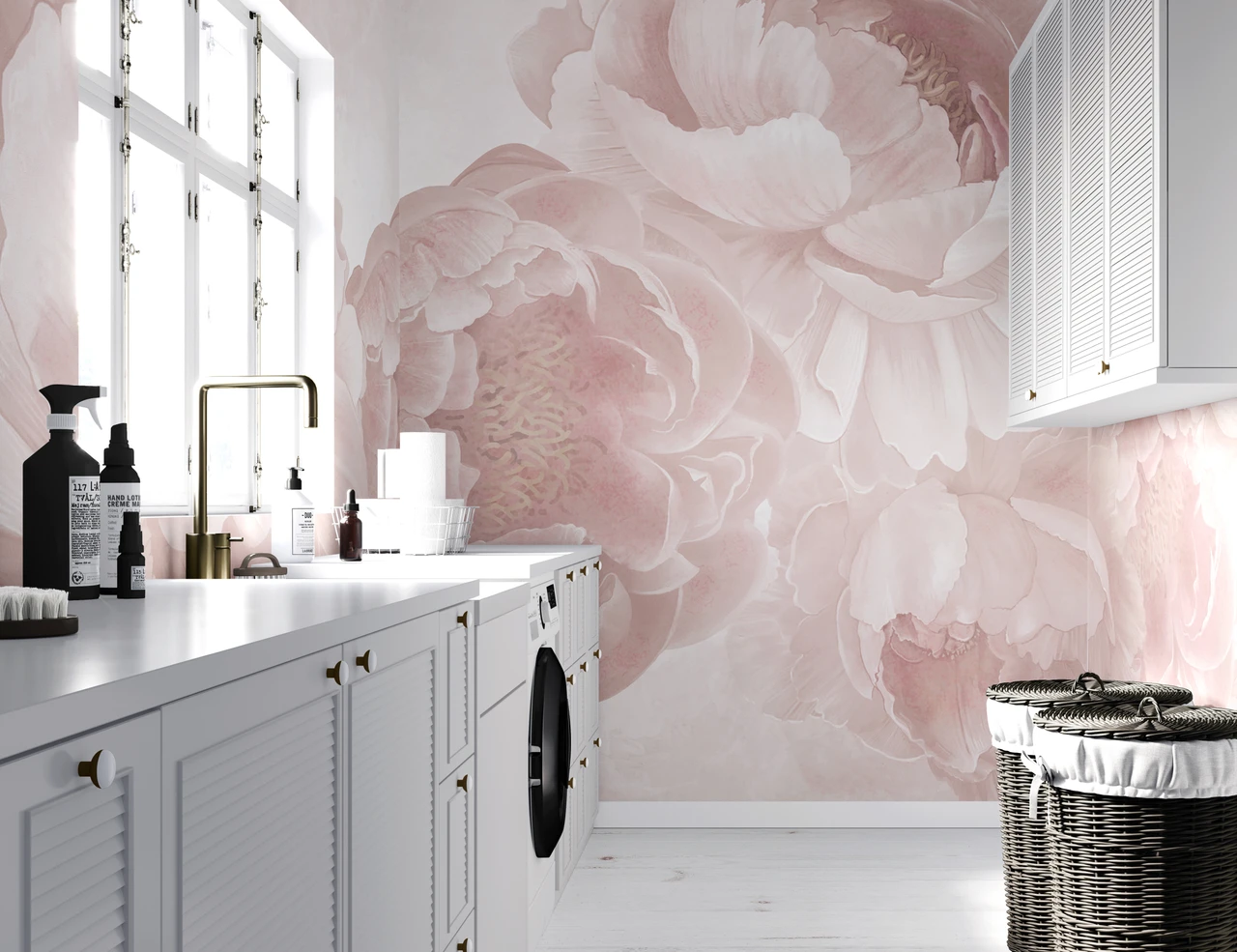 Large Scale Peony Florals Pink Mural Vinyl Wallpaper | Imary By Maryna
