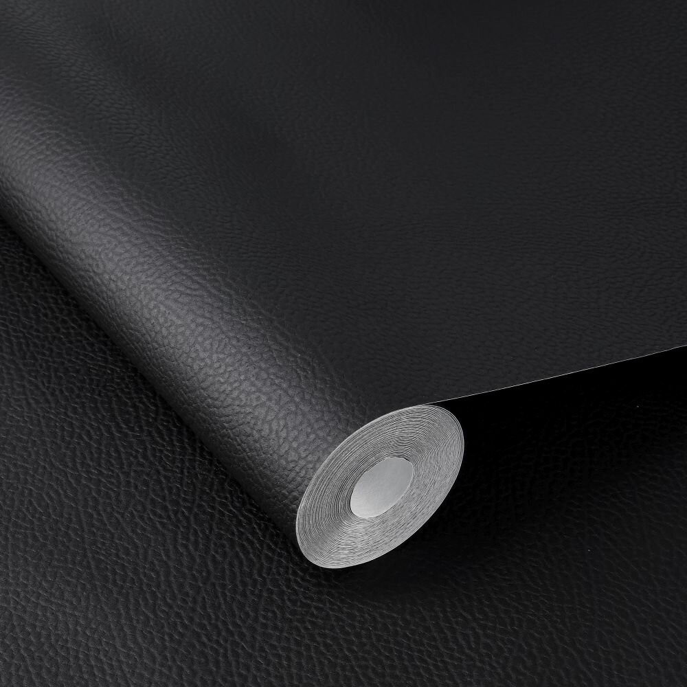 Textured Leather Look Black Vinyl Wallpaper Australia 752656